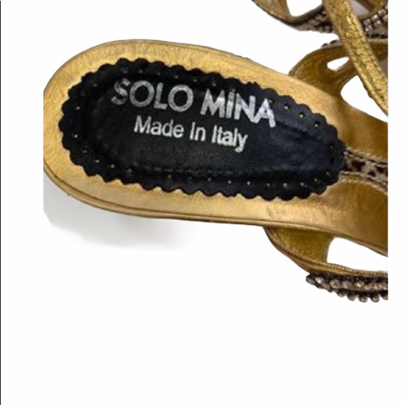 Hand made Italy Studded Sandal Heels Solo Mina 10 - Picture 3 of 6